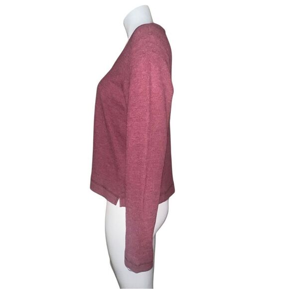 Old Navy Red Red Wine Waffle-Knit Crop T-shirt Long Sleeve Pink Extra Large NWOT - Picture 6 of 9
